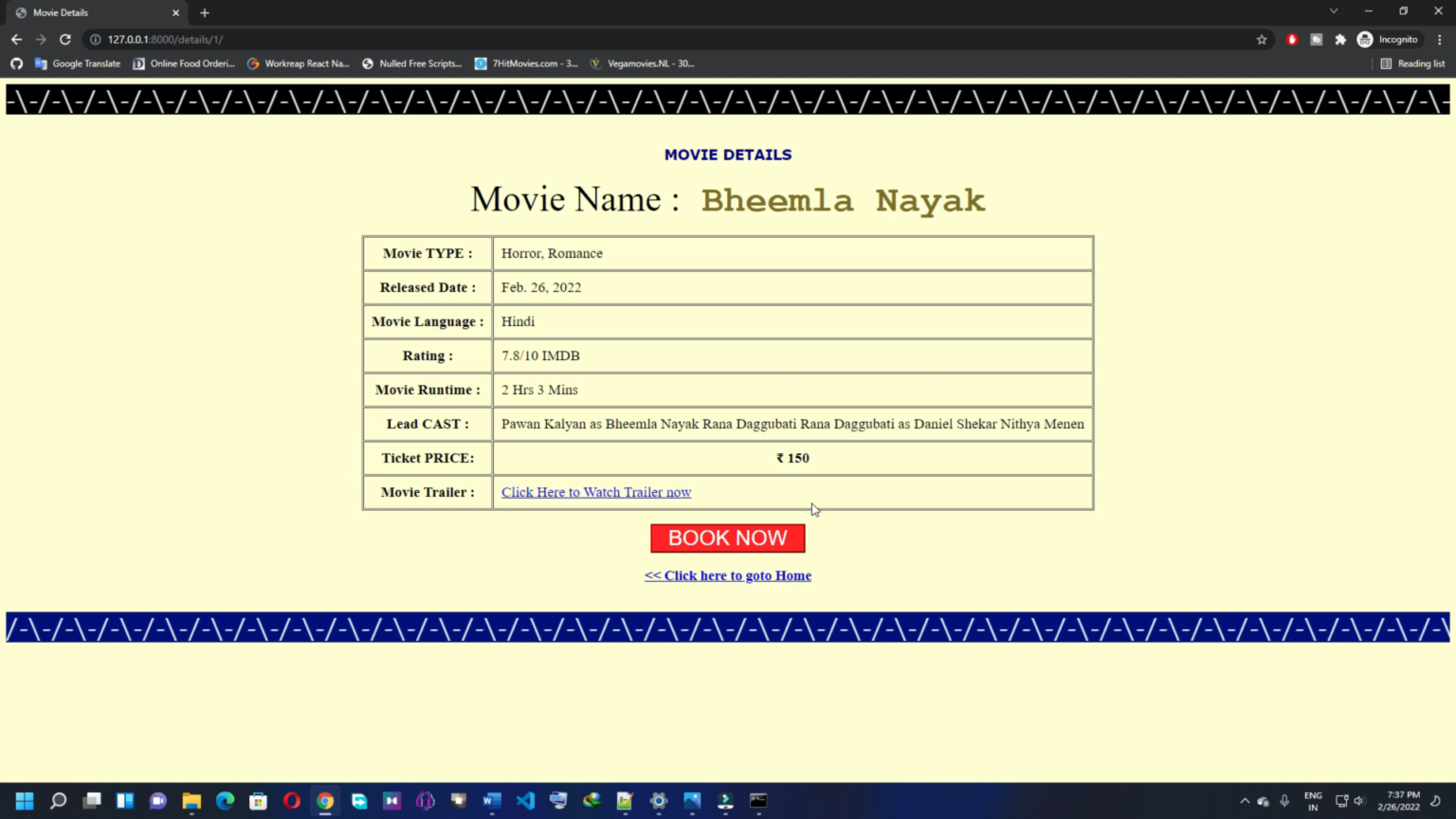 Online Movie Ticket Booking Project In Python Django Projectworlds