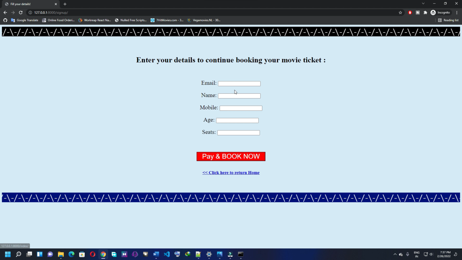 Online Movie Ticket Booking Project In Python Django Projectworlds