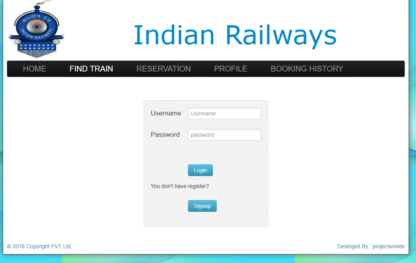 Railway Reservation System in php