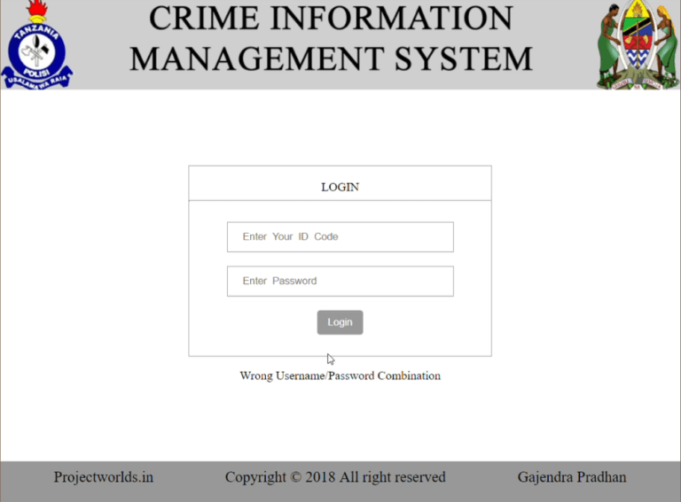 crime reporting system project in php