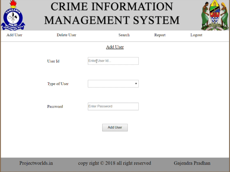 crime reporting system project in php