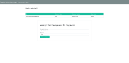 Complaint Management System using Node.js and MongoDB