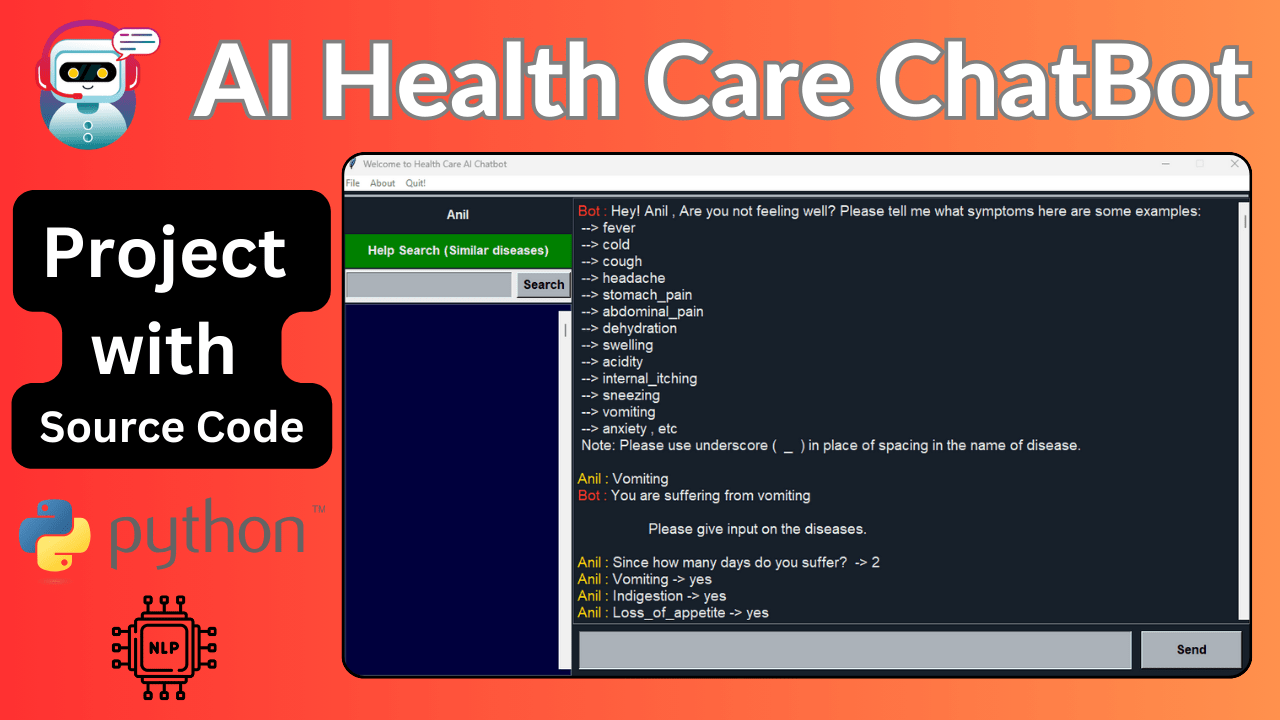 AI Healthcare chatbot project python with source code | Projectworlds